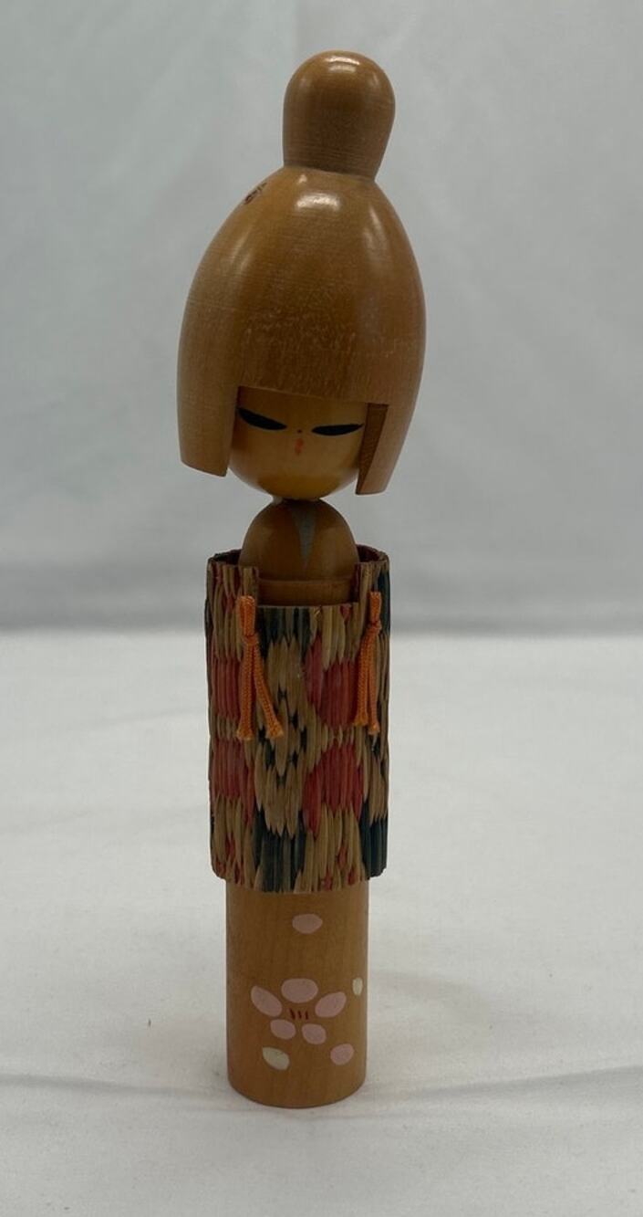 Japanese Sosaku Kokeshi Doll Signed Hajime Miyashita Fabric Kimono 8" Japan VTG